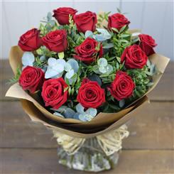 A Dozen Red Rose Bouquet 